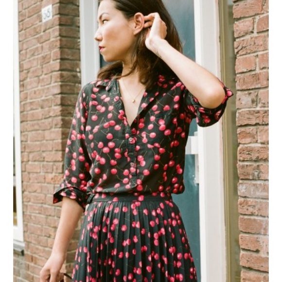 J. Crew Cherry 🍒 Pleated Midi Skirt - Picture 3 of 4